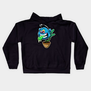 punk plant cartoon Kids Hoodie